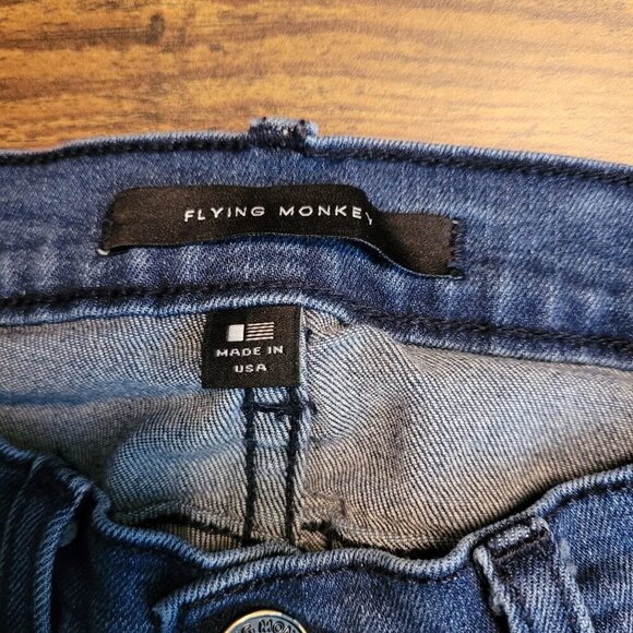 Flying Monkey Jeans Womens 26 Skinny Low Rise Ripped Zip Ankle Medium Dark Wash - Picture 4 of 12